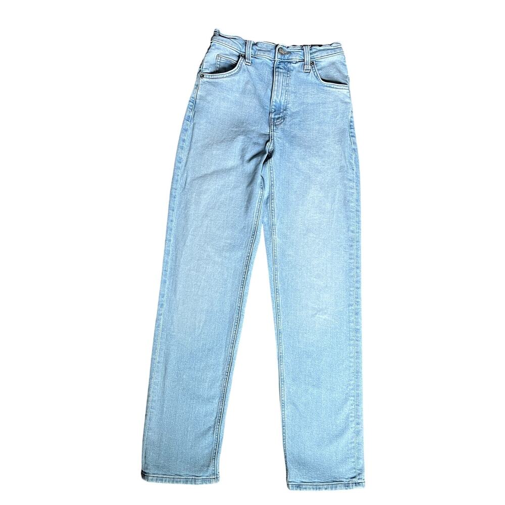 LEE Womens High Rise Classic Straight Fit Light Wash Blue‎ Denim Jeans Size 25 - Picture 2 of 11